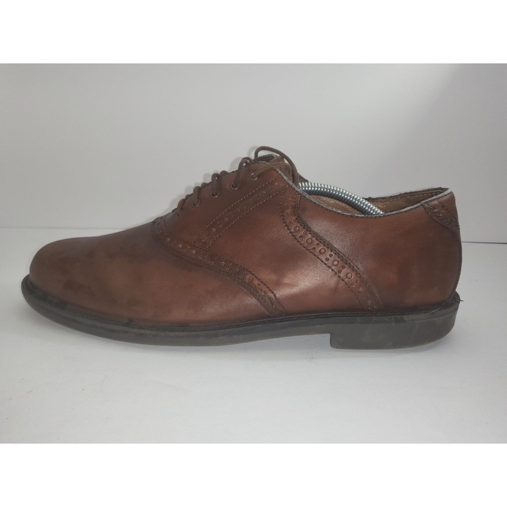 Johnston & Murphy Mens 12M Brown Leather Saddle Brogue Oxford Shoes 20-1258